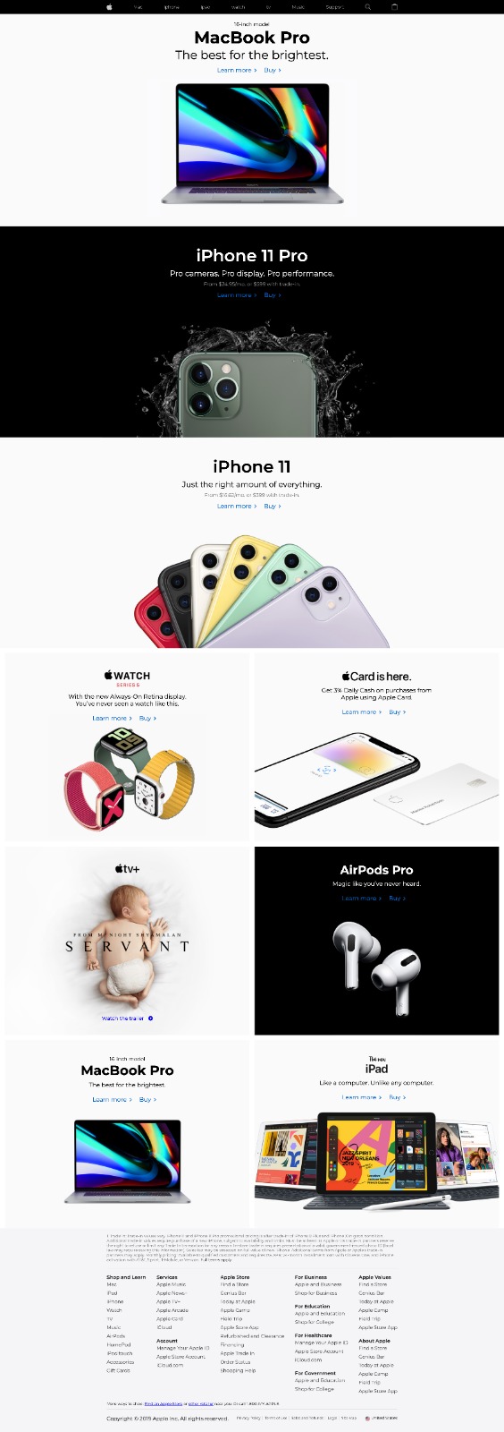 Apple website built with HTML and CSS